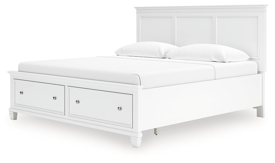 Fortman King Panel Storage Bed with Mirrored Dresser