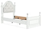 Kozlani Twin Upholstered Panel Bed, Dresser and Mirror