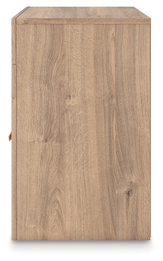 Kinlanni Queen Upholstered Panel Bed, Dresser, Mirror and Nightstand