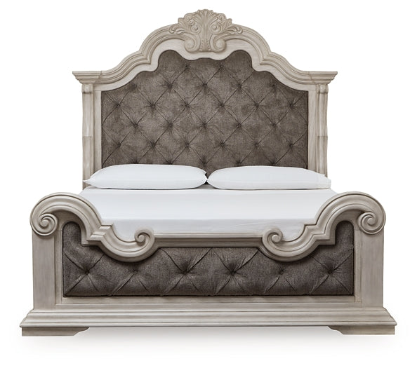 Bruchandi California King Upholstered Panel Bed with Mirrored Dresser